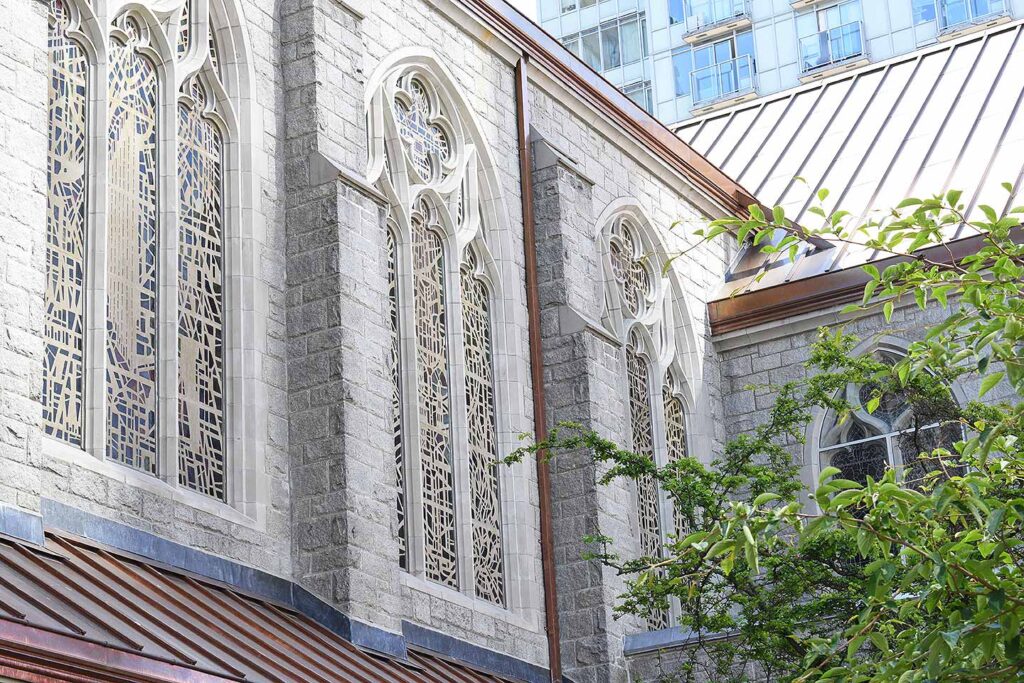 Exterior shot of church windows